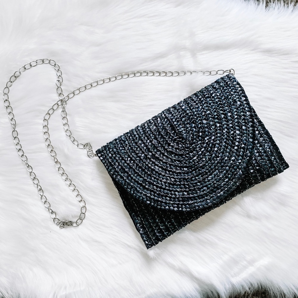Black Straw Clutch/ Handbag